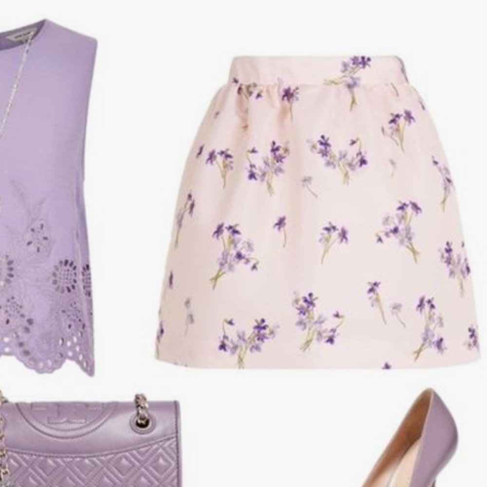 NWT | RedValentino Violet floral print mini skirt size Small - Picture 4 of 7